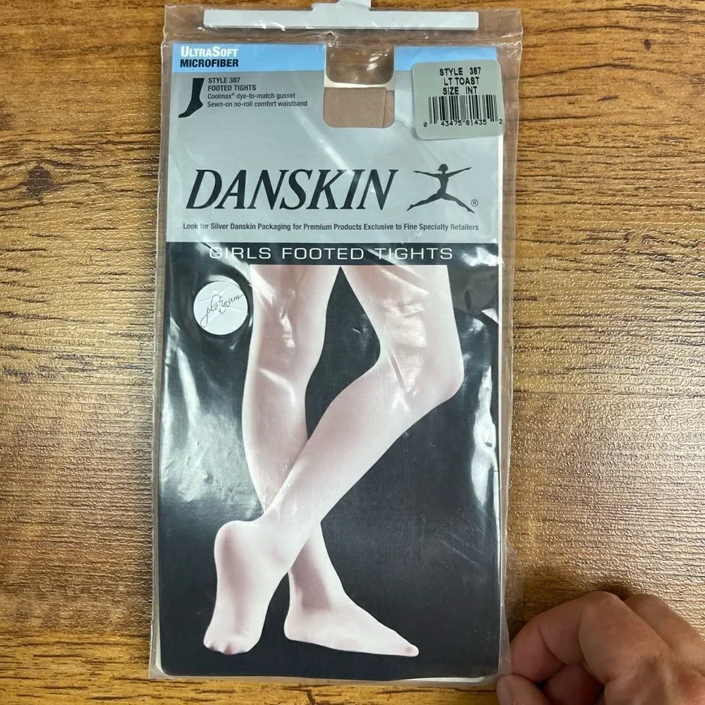 Danskin Girls Footed Tights Style 387 Size INT 6x-7 Tan New